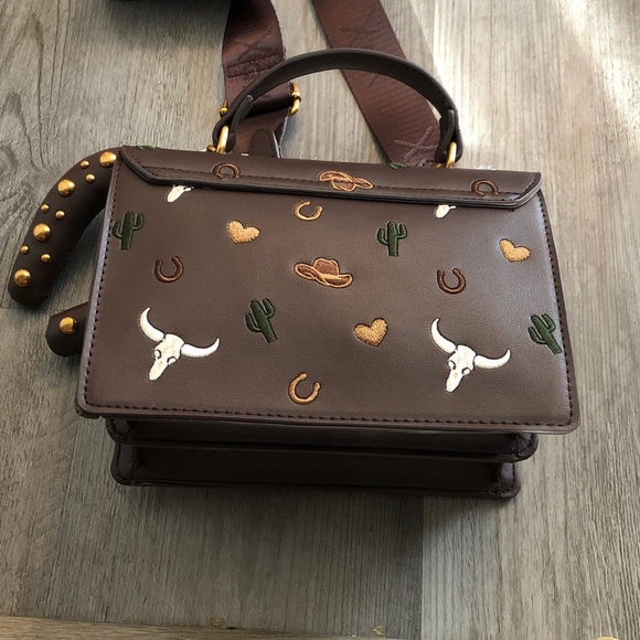 Betsey Johnson Brown Embroidered Western Icons Top Handle Crossbody Bag  NWT - Picture 12 of 16